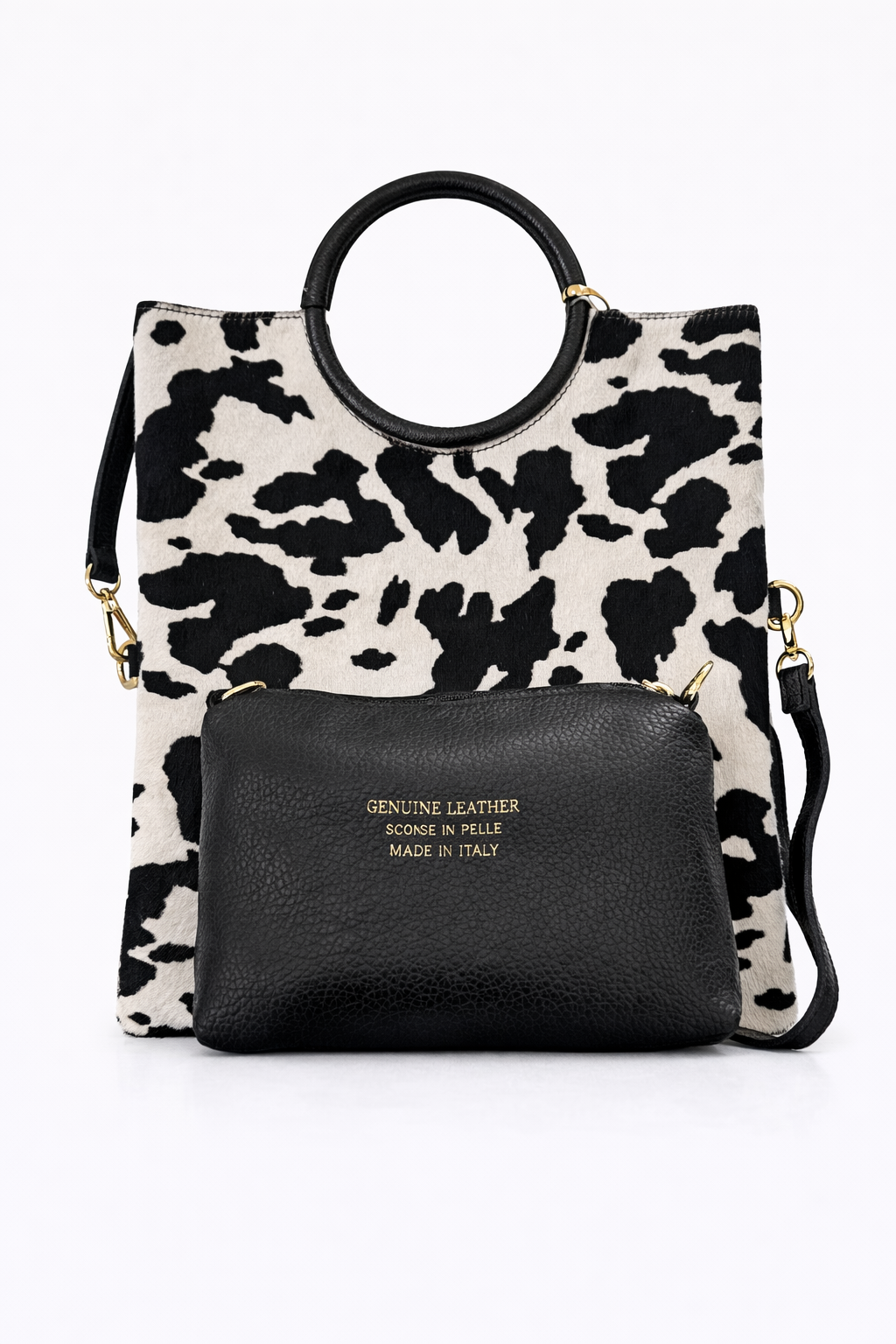 BORSA SHOPPER IN PELLE E CAVALLINO